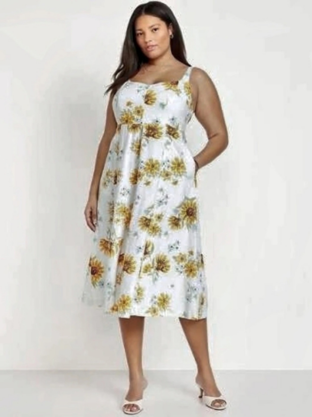 Old Navy Fit & Flare Sleeveless Linen-Blend Midi Dress